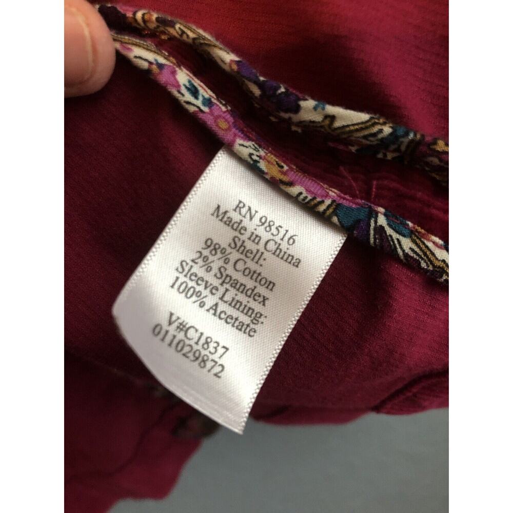 Vintage Coldwater Creek Womens Blazer 12 Maroon Boho Embroidered Button Up Artsy - Picture 4 of 14